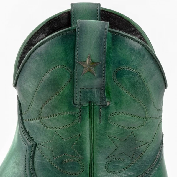 Handgefertigte Damen-Cowboystiefel oder Stiefeletten aus grünem Leder 2374 Texanas