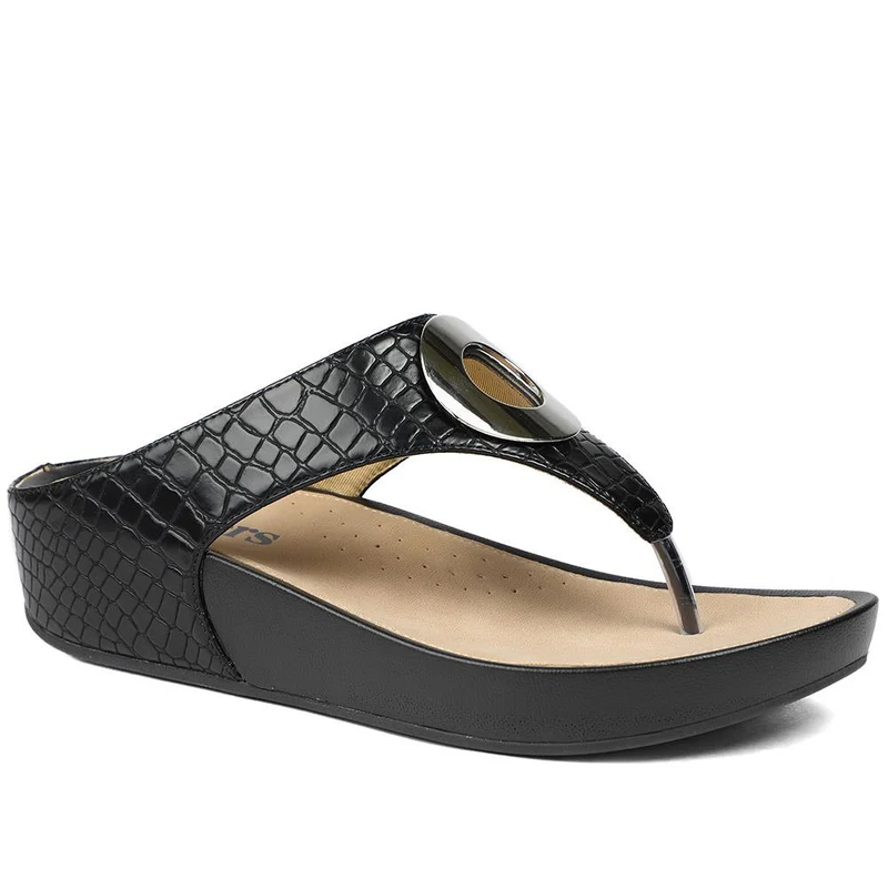 Wide Fit Toe Post Wedge Sandals - BAIZH43063 / 329 466