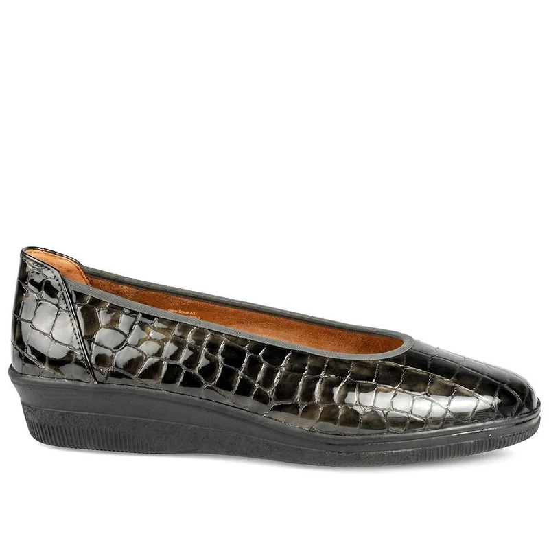 Gabor Wide Fit Leather Chunky Sole Pumps - GABC44510 / 330 265 - Brown Croc