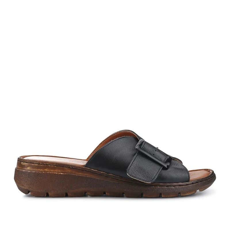 Cushioned Leather Mules - LUCK41009 / 327 392 - Black