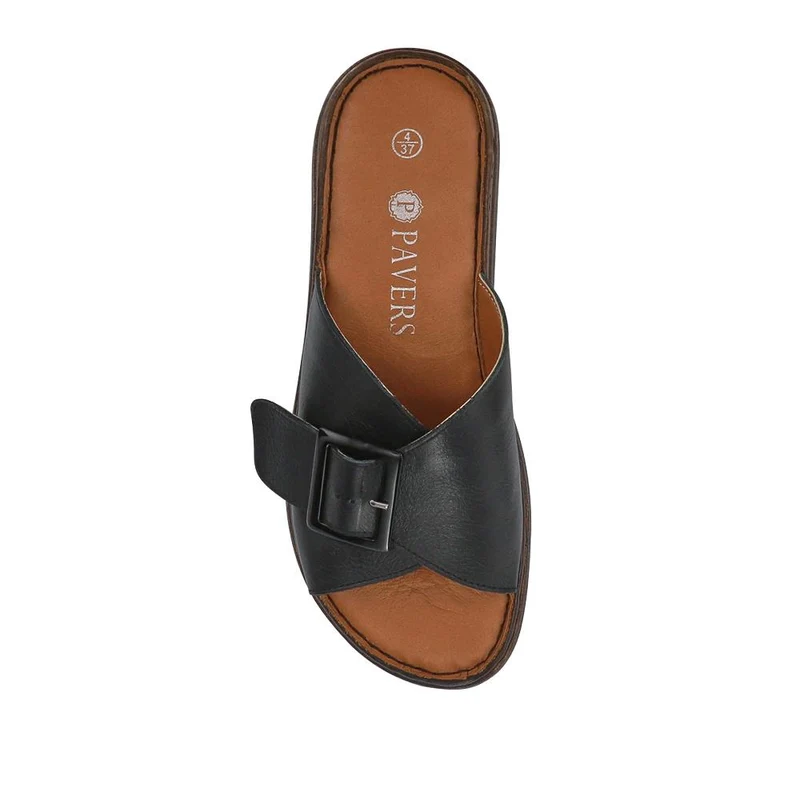 Cushioned Leather Mules - LUCK41009 / 327 392 - Black