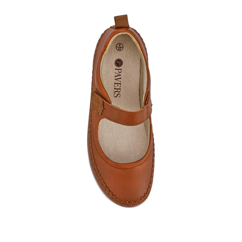 Wide-Fit Touch-Fasten Mary Janes - PARK41031 / 327 061 - Tan