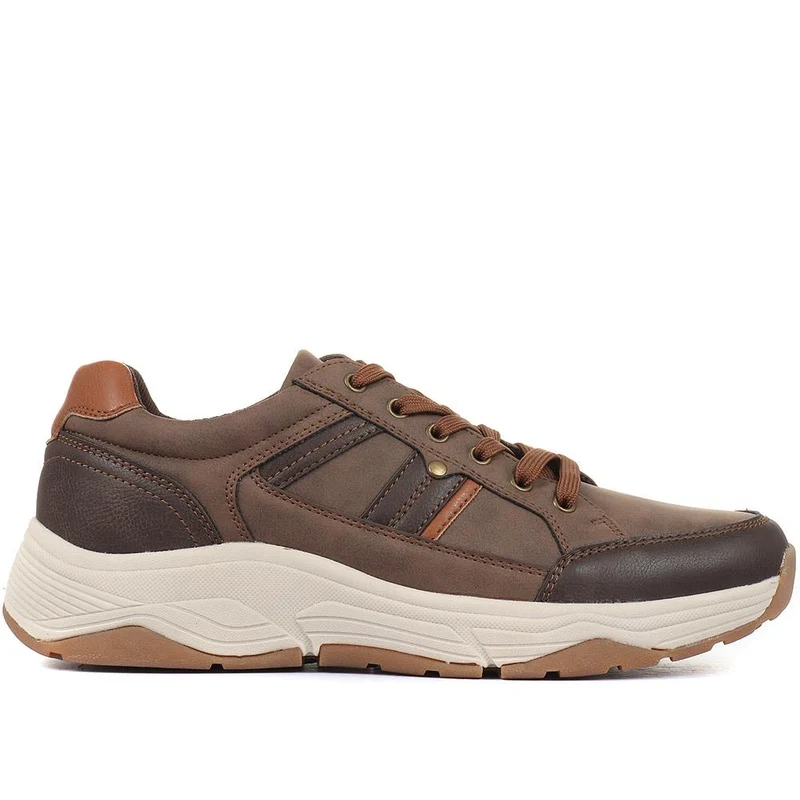 Lace-Up Trainer Shoe - SUNT34007 / 320 327 - Brown