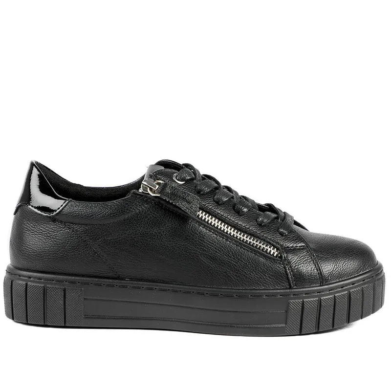 Bellissimo Wide Fit Zip & Lace Trainers - BELWBINS43024 / 328 919 - Black