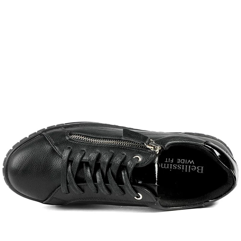 Bellissimo Wide Fit Zip & Lace Trainers - BELWBINS43024 / 328 919 - Black