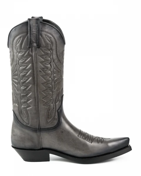Cowboystiefel für Damen und Herren, handgefertigt aus grauem Leder, 1920, Texaner