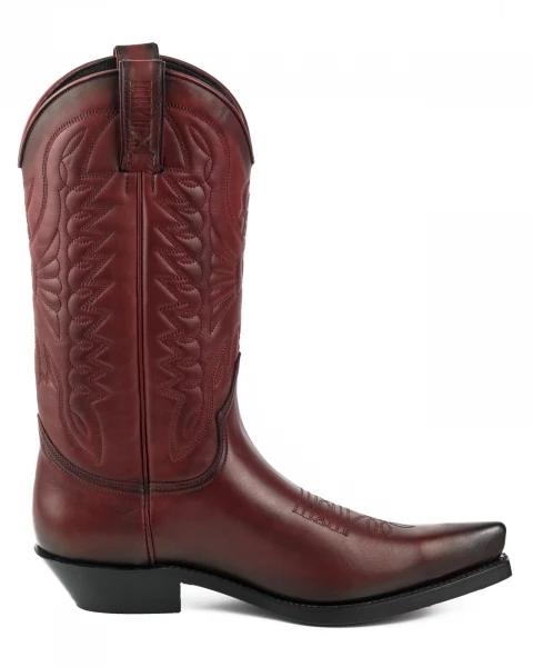 Cowboystiefel für Damen und Herren, handgefertigt aus dunkelrotem Leder, 1920–476, Texanas