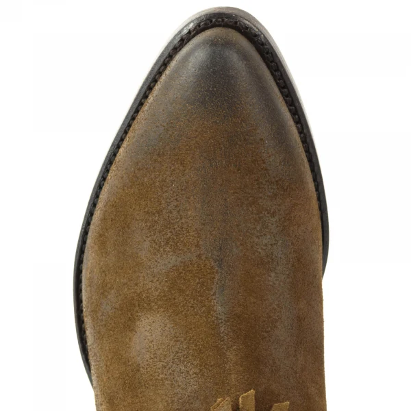 Handgefertigte Damen-Cowboystiefel oder Stiefeletten aus Wildleder mit Fransen in Braun 2374 Texanas