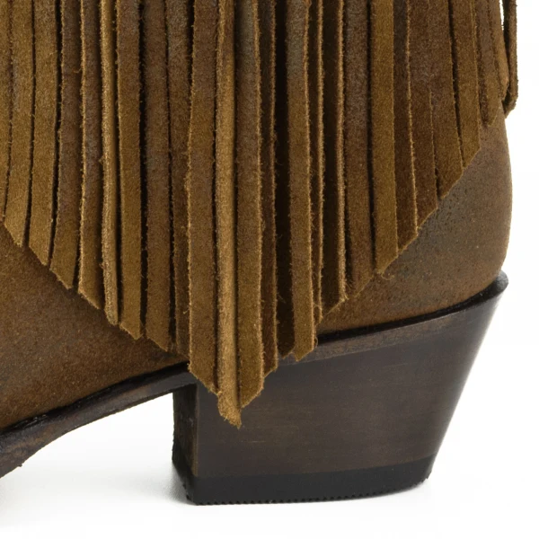 Handgefertigte Damen-Cowboystiefel oder Stiefeletten aus Wildleder mit Fransen in Braun 2374 Texanas