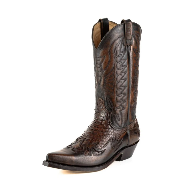 Cowboystiefel für Damen und Herren, handgefertigt aus braunem Leder, 1935, Texas