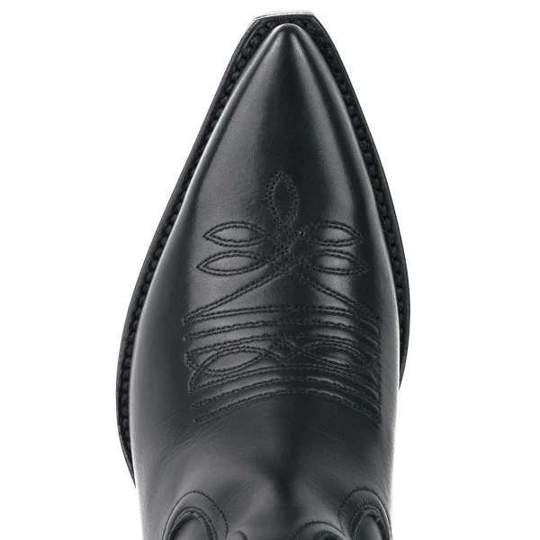 Westernstiefel CowboyStiefel für Damen handgefertigt, schwarzes Leder, gerüschtes Oberteil, 1952
