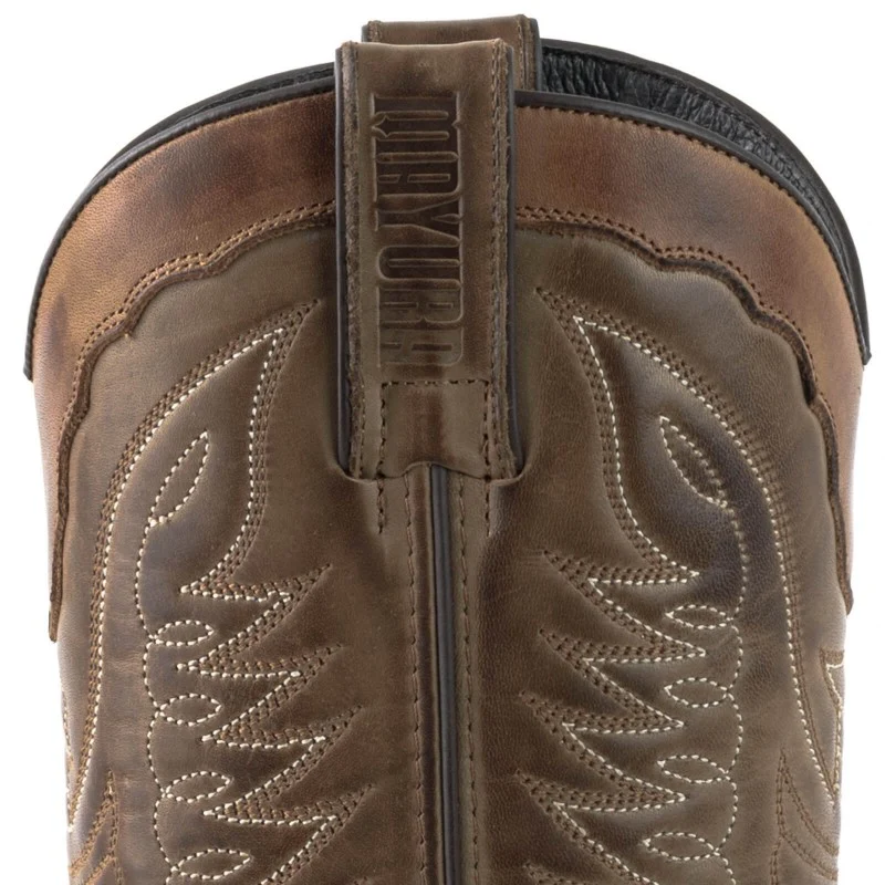 Cowboystiefel für Damen und Herren, handgefertigt aus zweifarbigem braunem Leder, 17 Texanas