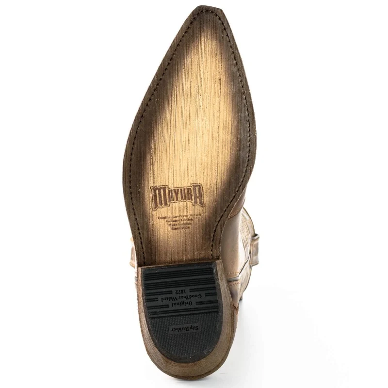 Cowboystiefel für Damen und Herren, handgefertigt aus zweifarbigem braunem Leder, 17 Texanas