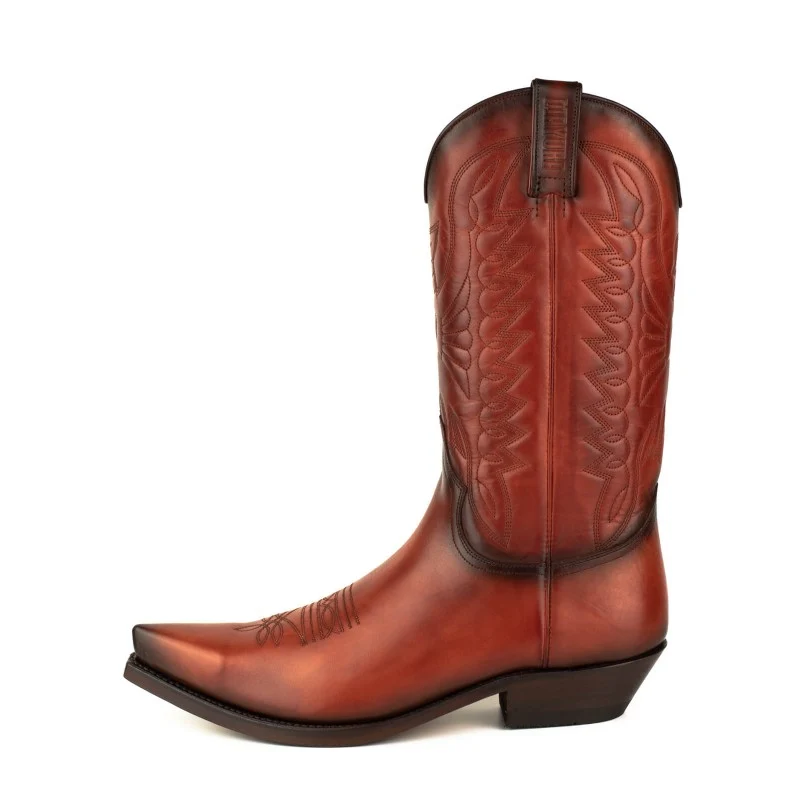 Cowboystiefel für Damen und Herren, handgefertigt aus orangefarbenem Leder, 1920, Texaner