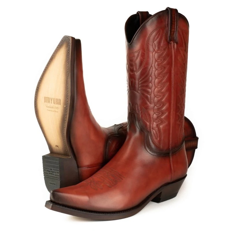 Cowboystiefel für Damen und Herren, handgefertigt aus orangefarbenem Leder, 1920, Texaner
