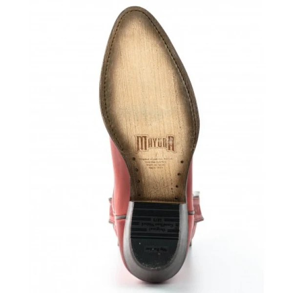 Damen-Cowboystiefel oder Stiefeletten, handgefertigt aus rotem Leder, 2374 Texanas