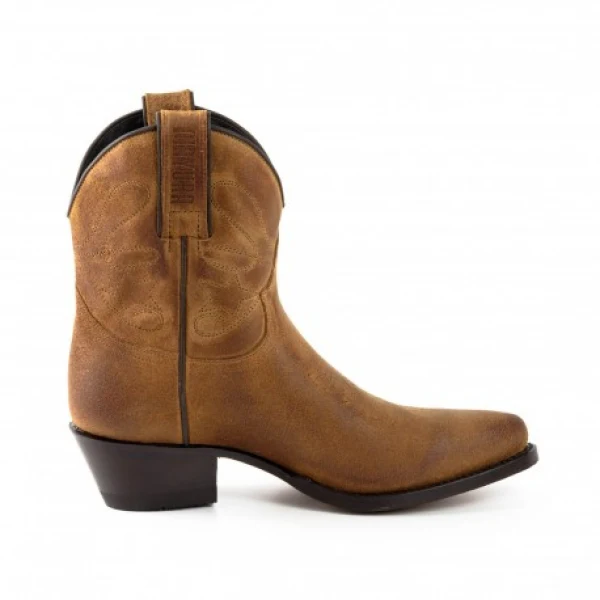 Damen-Cowboystiefel oder Stiefeletten aus handgefertigtem braunem Leder 2374 Texanas