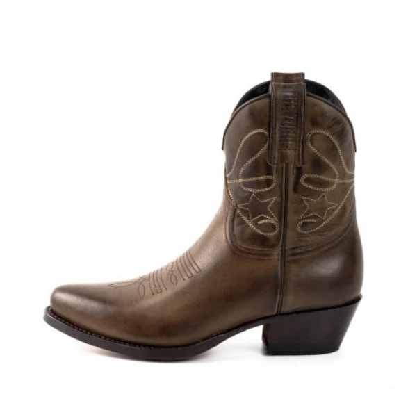 Handgefertigte Damen-Cowboystiefel oder Stiefeletten aus dunkelbraunem Leder 2374 Texanas