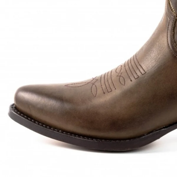 Handgefertigte Damen-Cowboystiefel oder Stiefeletten aus dunkelbraunem Leder 2374 Texanas