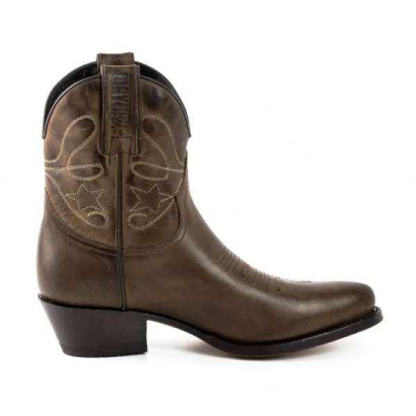 Handgefertigte Damen-Cowboystiefel oder Stiefeletten aus dunkelbraunem Leder 2374 Texanas