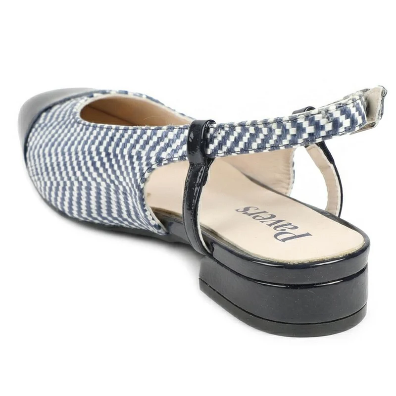 Lightweight Slingback Flat Court Shoes - WK43005 / 329 018 - Navy - White