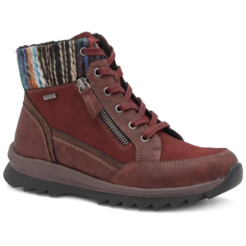 Warm Lined Knitted Cuff Grippy Ankle Boots - WBINS44074 / 330 074 - Burgundy