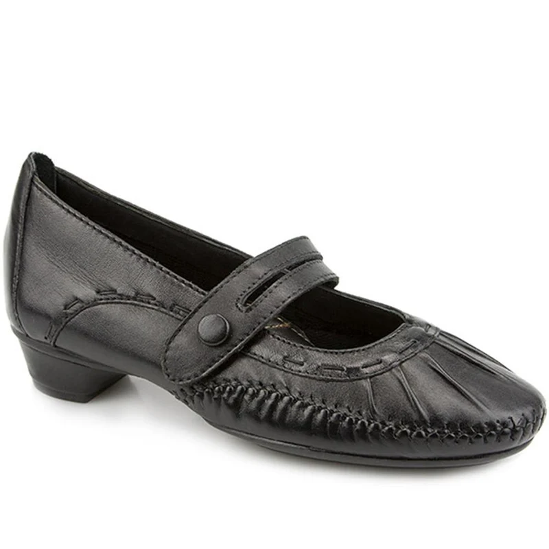 Leather Mary Jane with Stitch Detailing. - NAP1402 / 123 751 - Black