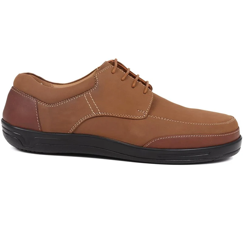 Extra Wide Fit Leather Lace-up Shoes - PAULO / 323 744 - Taupe