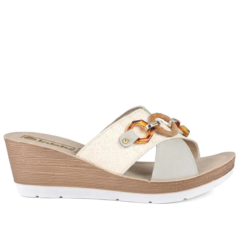 Inblu Art Wedge Heel Strappy Sandals - INB43061 / 330 711 - Silver