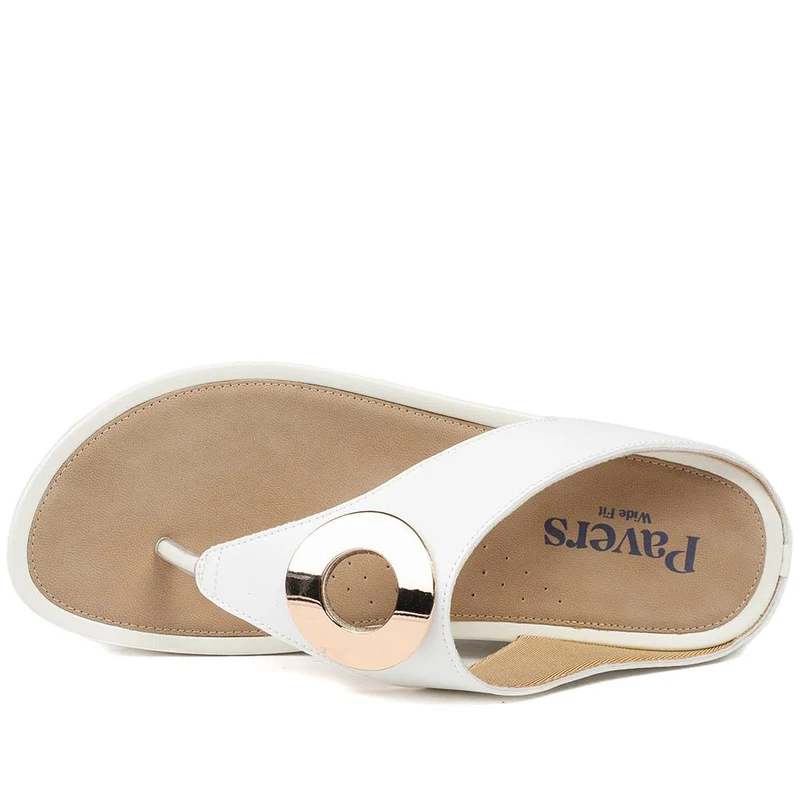 Wide Fit Toe Post Wedge Sandals - BAIZH43063 / 329 466 - White