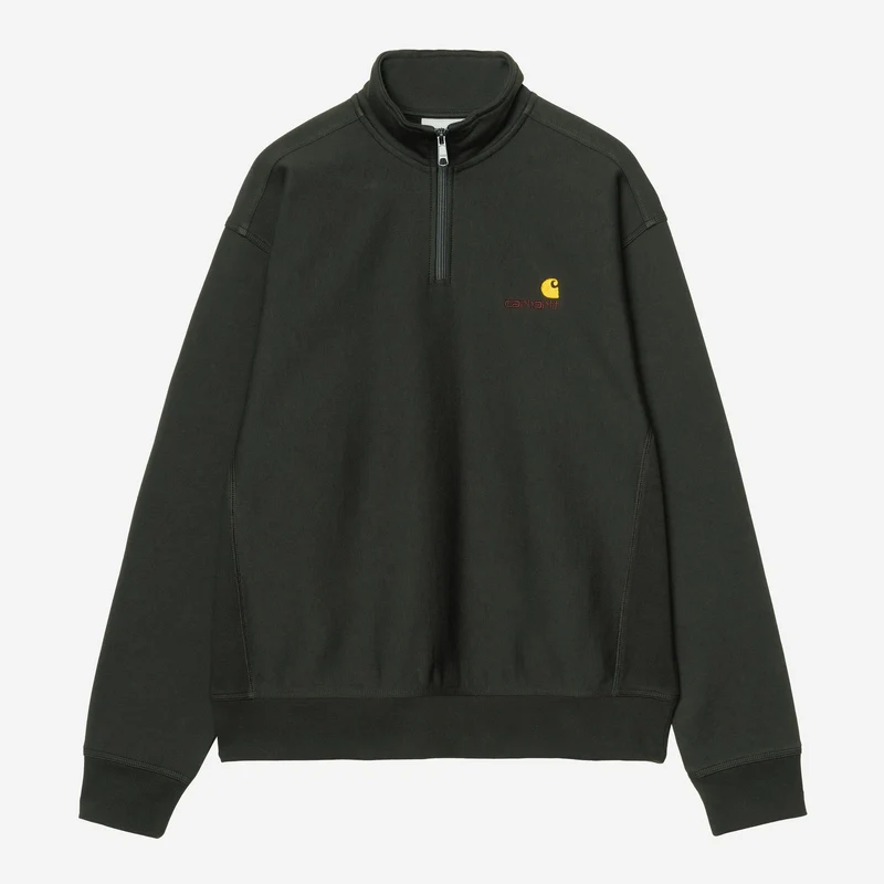 Carhartt WIP Herren Halb-Zip-Reißverschluss American Script Sweatshirt | Raven