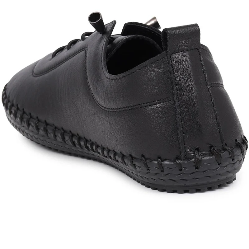 Leather Slip-On Trainers - GOKH37009 / 323 581 - Black-Black