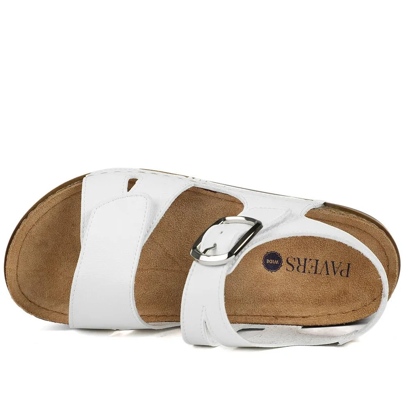 Wide Fit Sandals with Buckle Detail - SERAY43008 / 329 224 - White