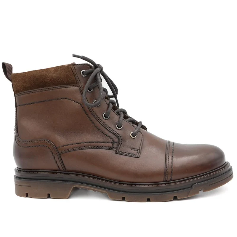 Wide Fit Leather Lace Up Boots - FBFOO44000 / 329 736 - Brown