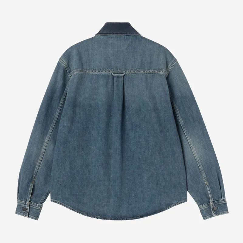 Carhartt WIP Oakland Herren-Hemdjacke | Blau/Dunkelblau, Used-Look