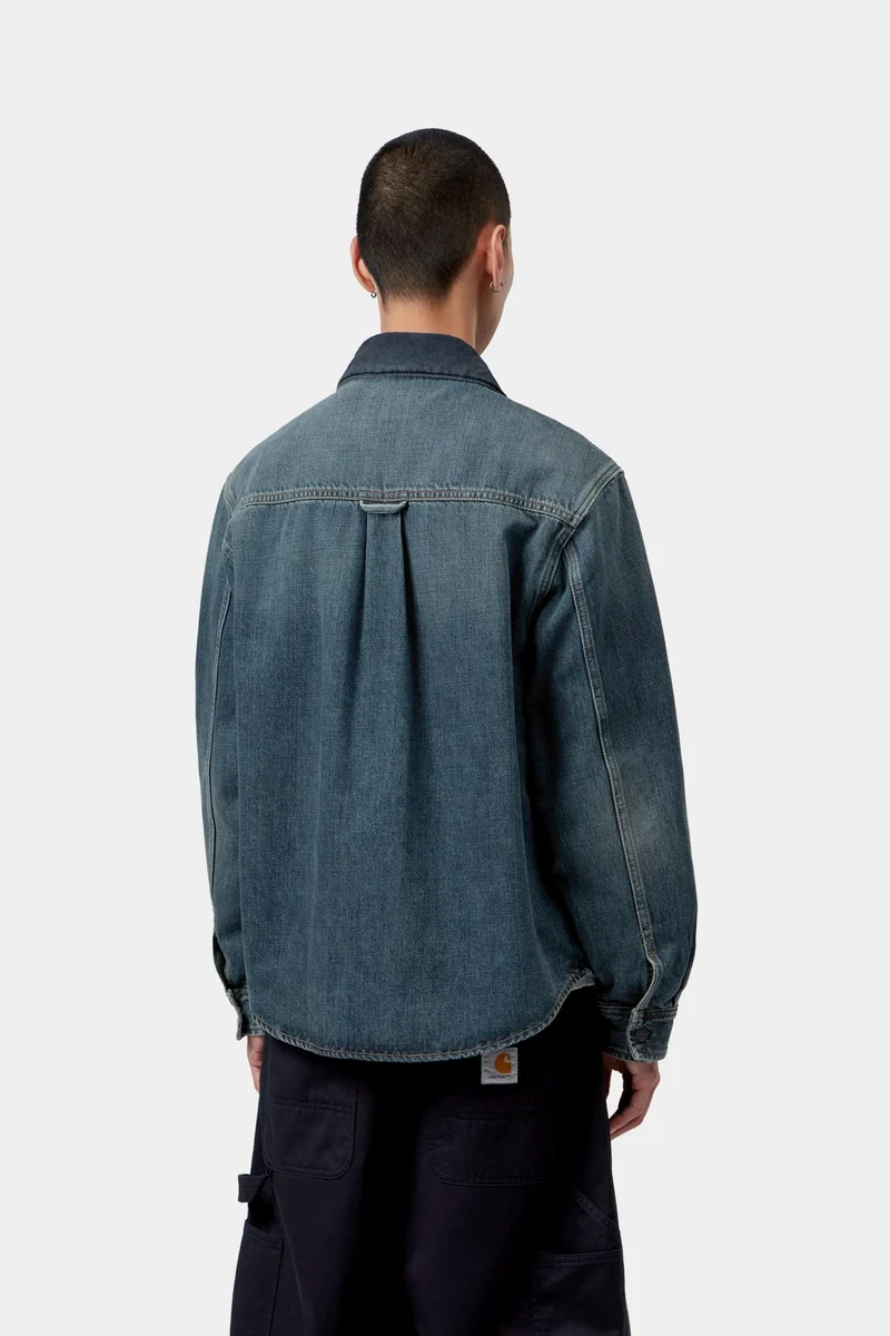 Carhartt WIP Oakland Herren-Hemdjacke | Blau/Dunkelblau, Used-Look