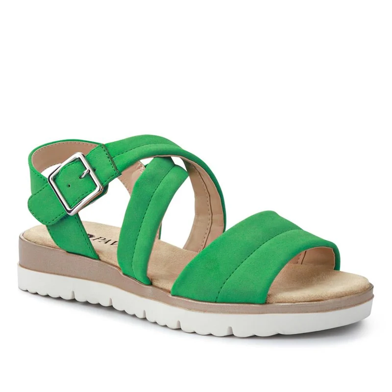 Cushioned Buckle-Up Sandals - WBINS41072 / 327 194 - Green