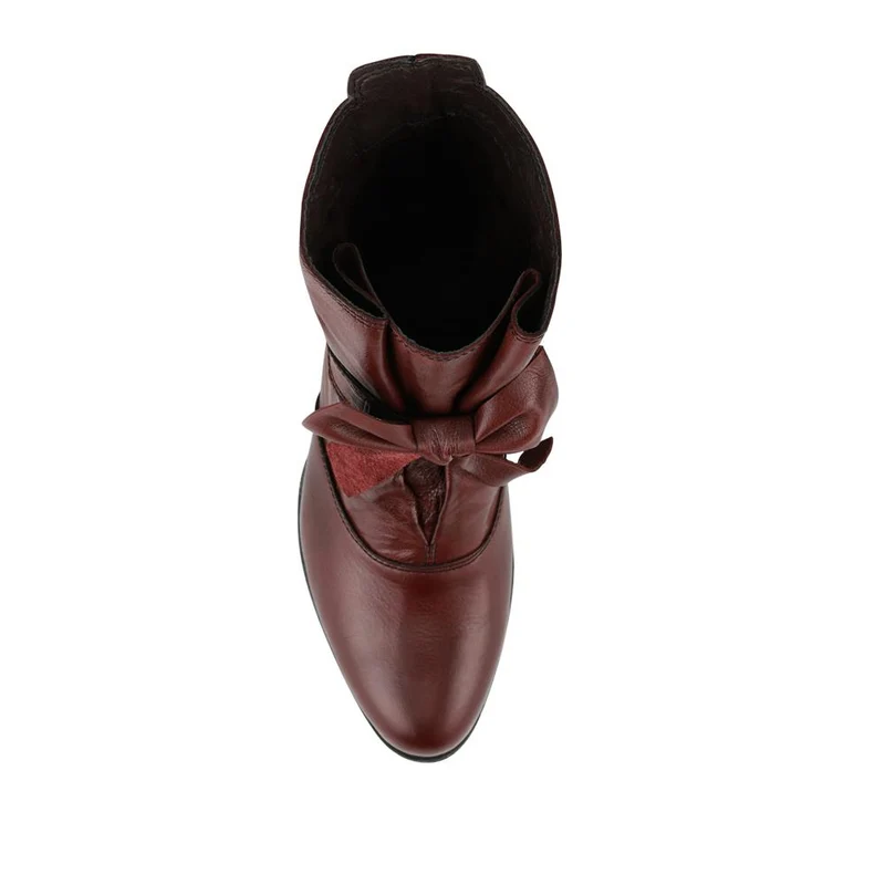 Bellissimo Leather Bow Boots - BELKARY42001 / 328 474 - Burgundy