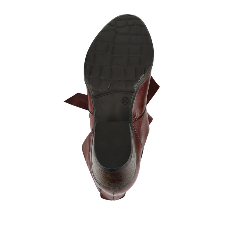 Bellissimo Leather Bow Boots - BELKARY42001 / 328 474 - Burgundy