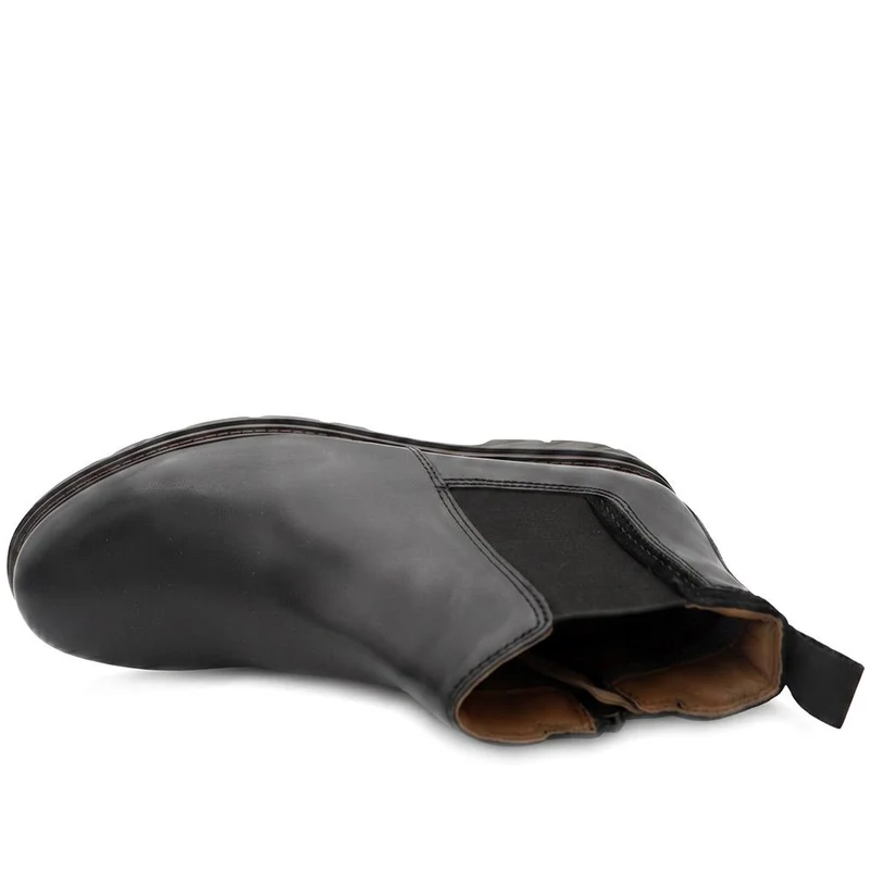 Wide Fit Leather Slip On Boots W/ Inside Zip - FBFOO44001 / 329 737 - Black