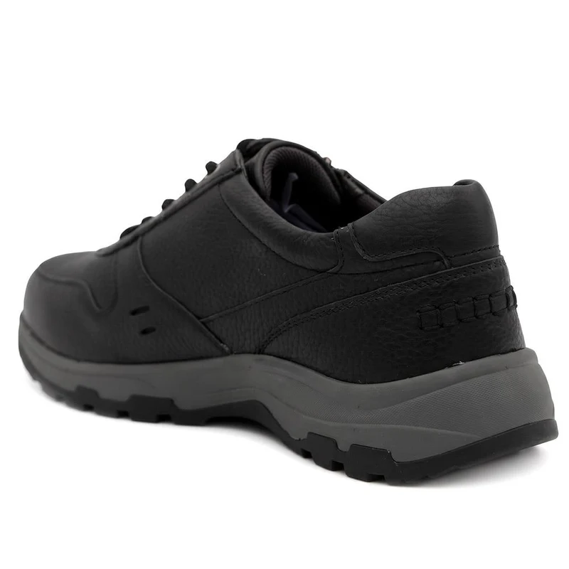 EasyFit Extra Wide Leather Lace Up Trainers - BENJAMIN / 330 157 - Black