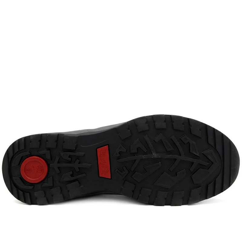 EasyFit Extra Wide Leather Lace Up Trainers - BENJAMIN / 330 157 - Black