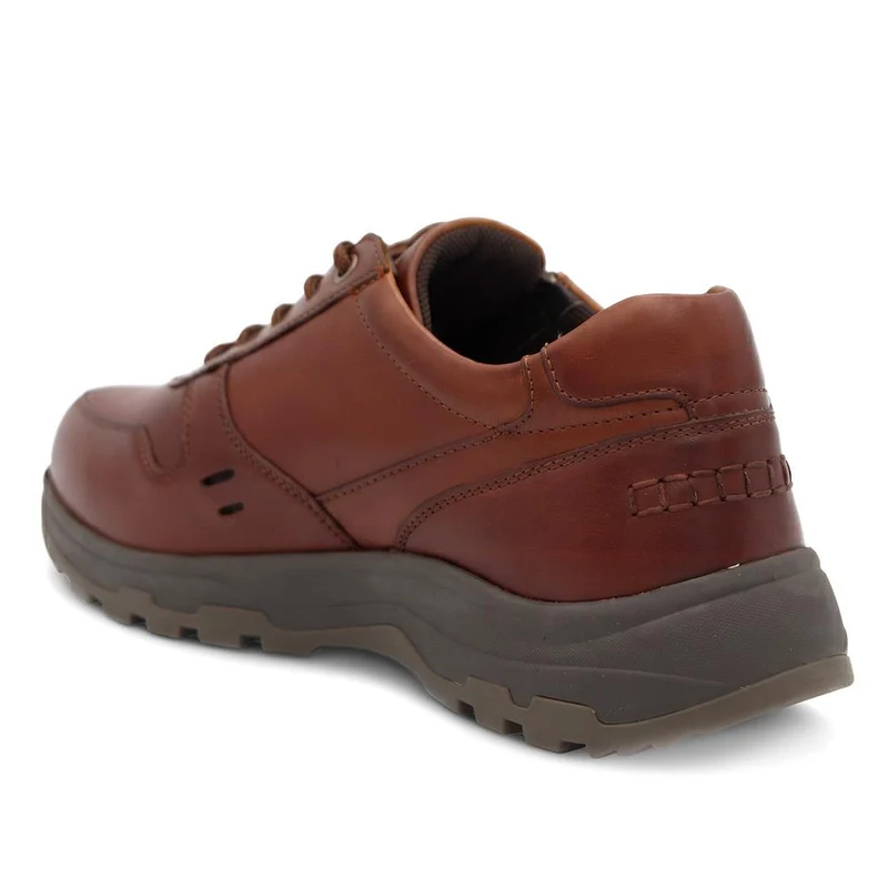 EasyFit Extra Wide Leather Lace Up Trainers - BENJAMIN / 330 157 - Cognac