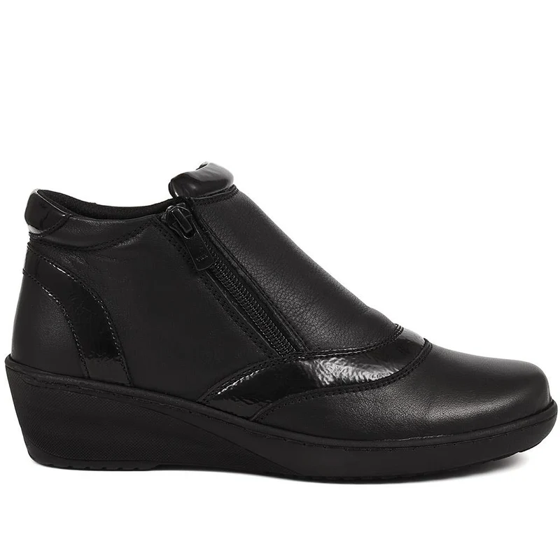 Leather Ankle Boots - LUCK34003 / 321 843 - Black-Black Patent