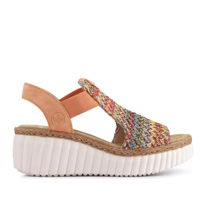 Woven Slingback Wedges - RKR39535 / 325 031 - Orange Multi