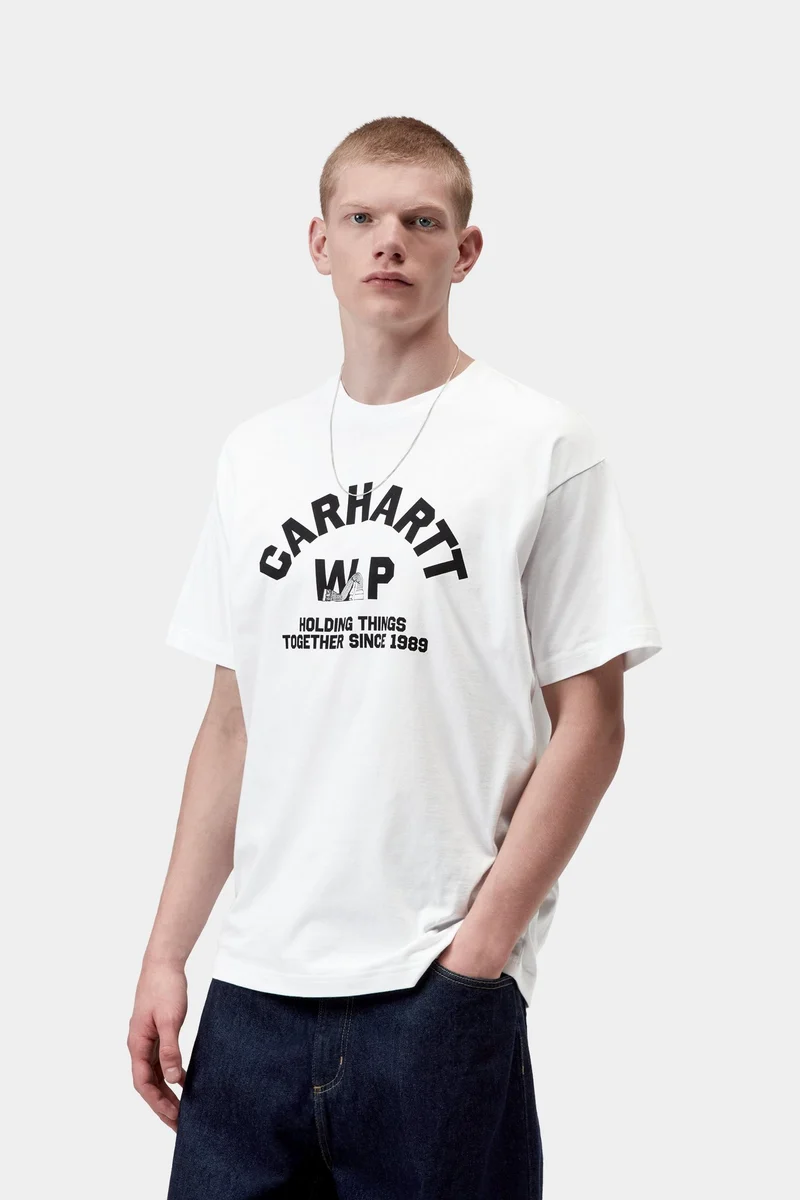 Carhartt WIP Herren-T-Shirt mit Säulenmotiv | Weiß