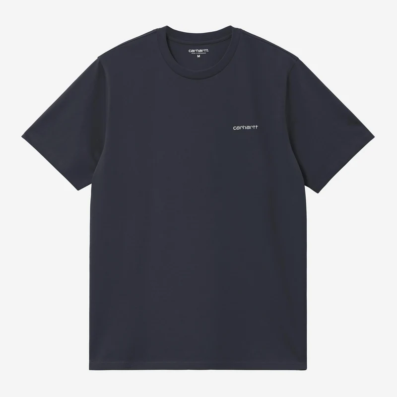 Carhartt WIP Herren-T-Shirt mit Schriftzug-Stickerei, Kurzarm | Dunkelblau