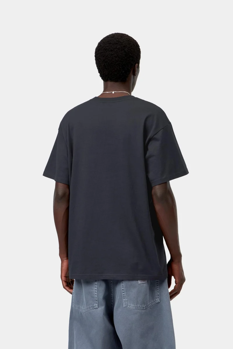Carhartt WIP Herren-T-Shirt mit Schriftzug-Stickerei, Kurzarm | Dunkelblau