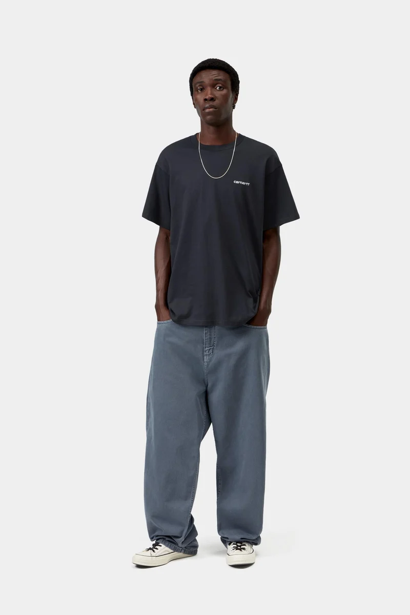 Carhartt WIP Herren-T-Shirt mit Schriftzug-Stickerei, Kurzarm | Dunkelblau