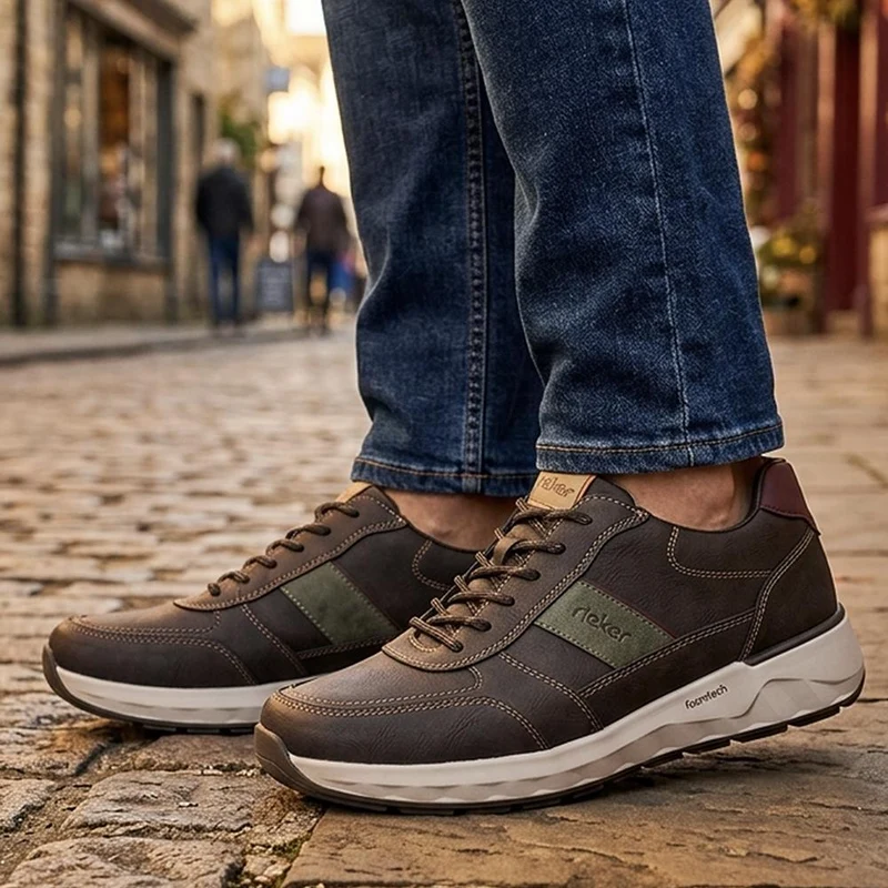 Rieker Extra Wide Zip & Lace Trainers - RKR44509 / 329 909 - Brown